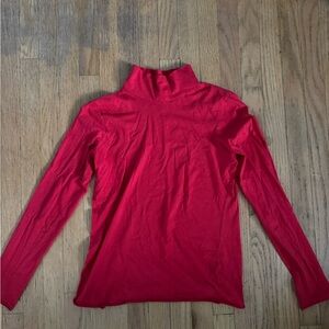 Anthropologie Vibrant Red Mock Neck Shirt